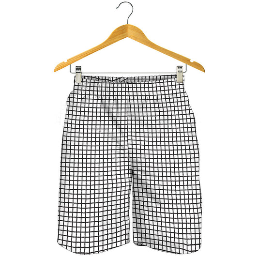 Doodle Windowpane Pattern Print Men's Shorts