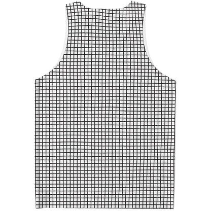 Doodle Windowpane Pattern Print Men's Tank Top