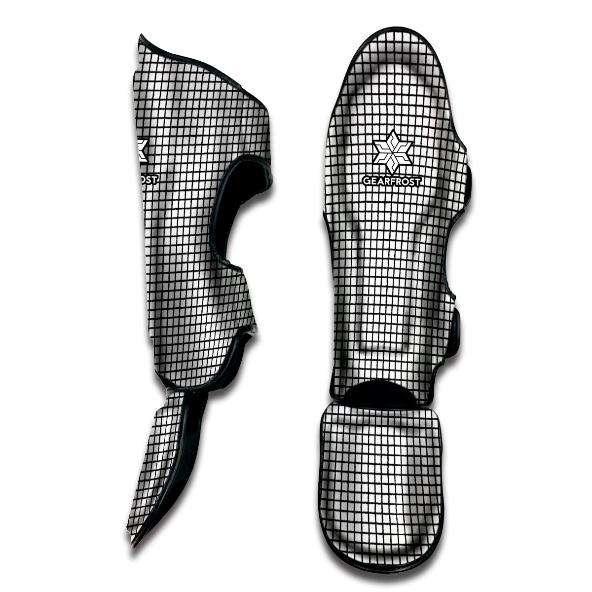 Doodle Windowpane Pattern Print Muay Thai Shin Guard