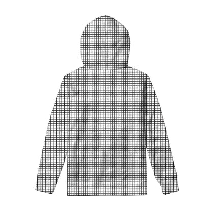 Doodle Windowpane Pattern Print Pullover Hoodie