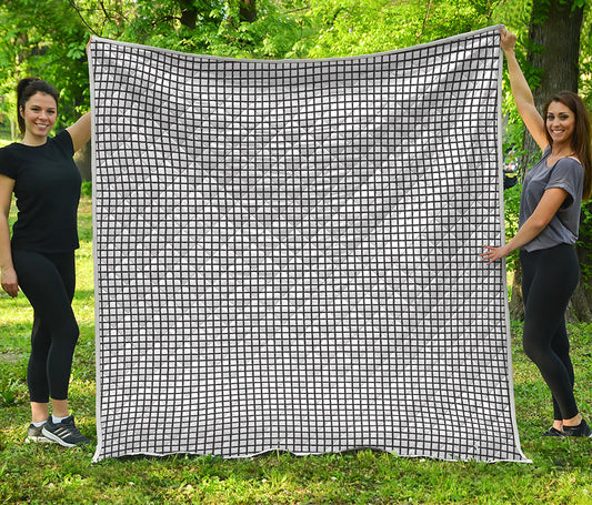 Doodle Windowpane Pattern Print Quilt