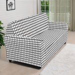 Doodle Windowpane Pattern Print Sofa Cover