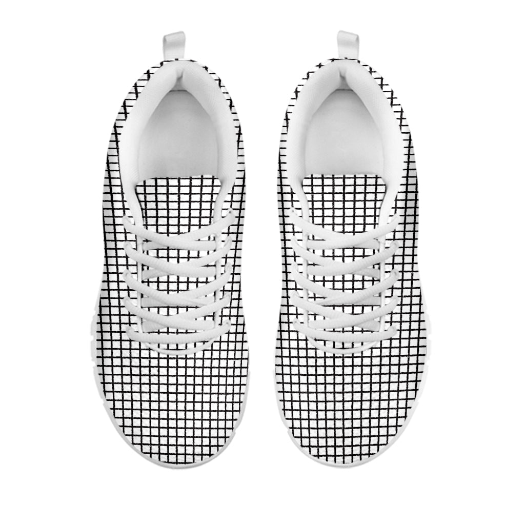Doodle Windowpane Pattern Print White Sneakers
