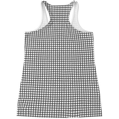 Doodle Windowpane Pattern Print Women's Racerback Tank Top