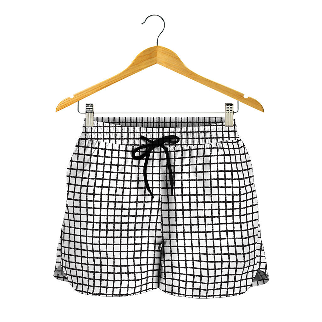 Doodle Windowpane Pattern Print Women's Shorts