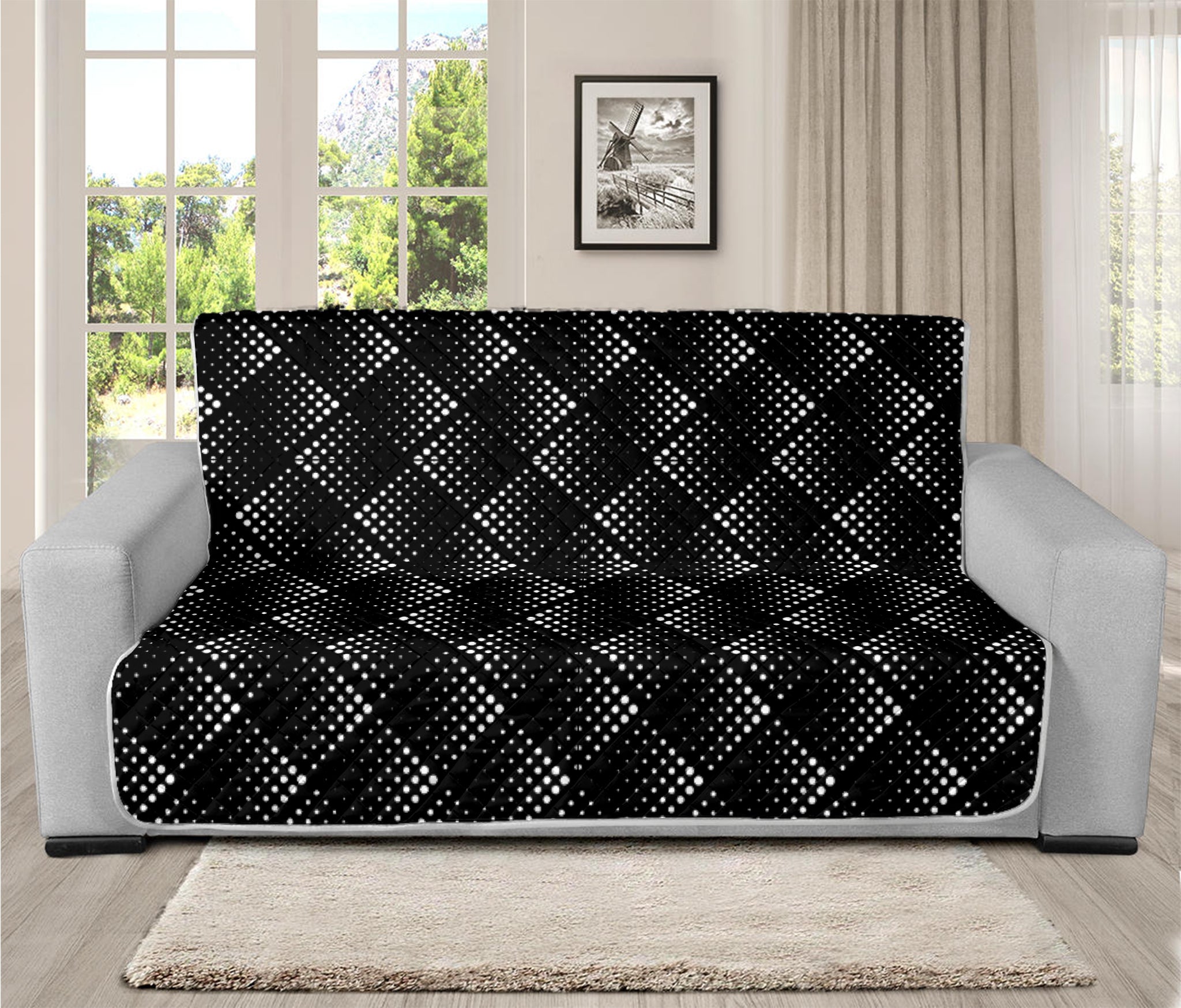 Dot Geometric Square Pattern Print Futon Protector