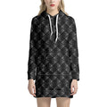Dot Geometric Square Pattern Print Pullover Hoodie Dress