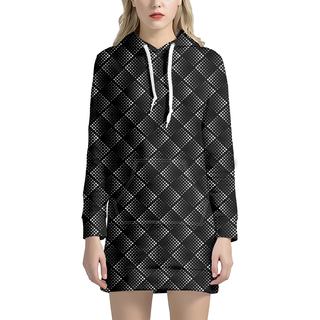 Dot Geometric Square Pattern Print Hoodie Dress