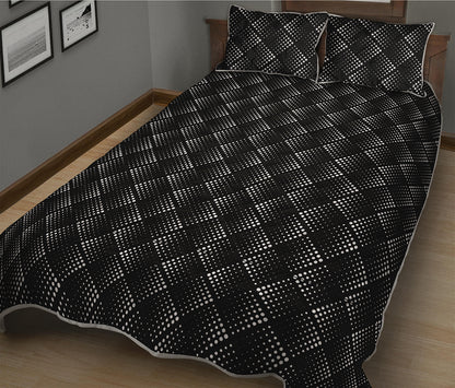 Dot Geometric Square Pattern Print Quilt Bed Set
