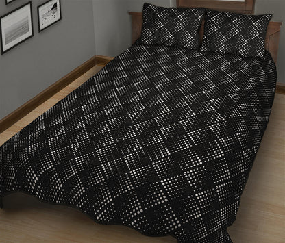 Dot Geometric Square Pattern Print Quilt Bed Set