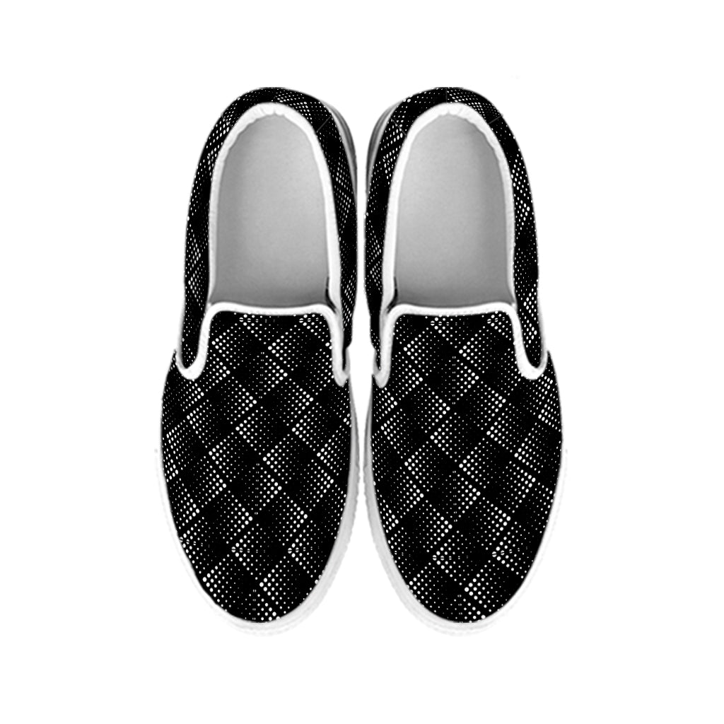 Dot Geometric Square Pattern Print White Slip On Shoes