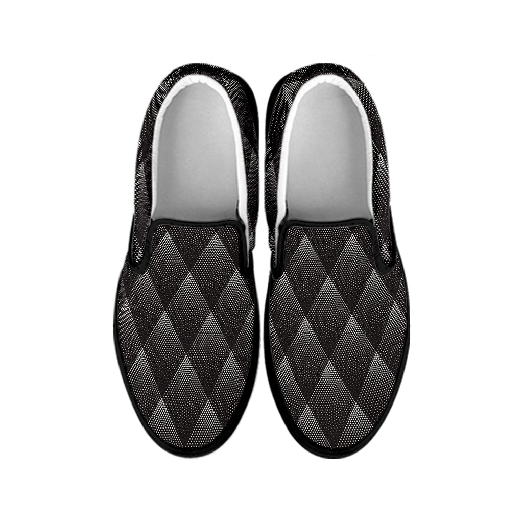 Dot Geometric Triangle Pattern Print Black Slip On Shoes
