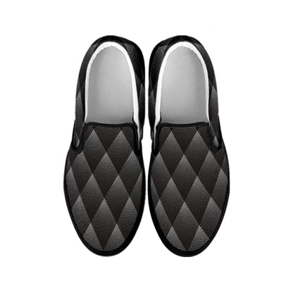 Dot Geometric Triangle Pattern Print Black Slip On Shoes