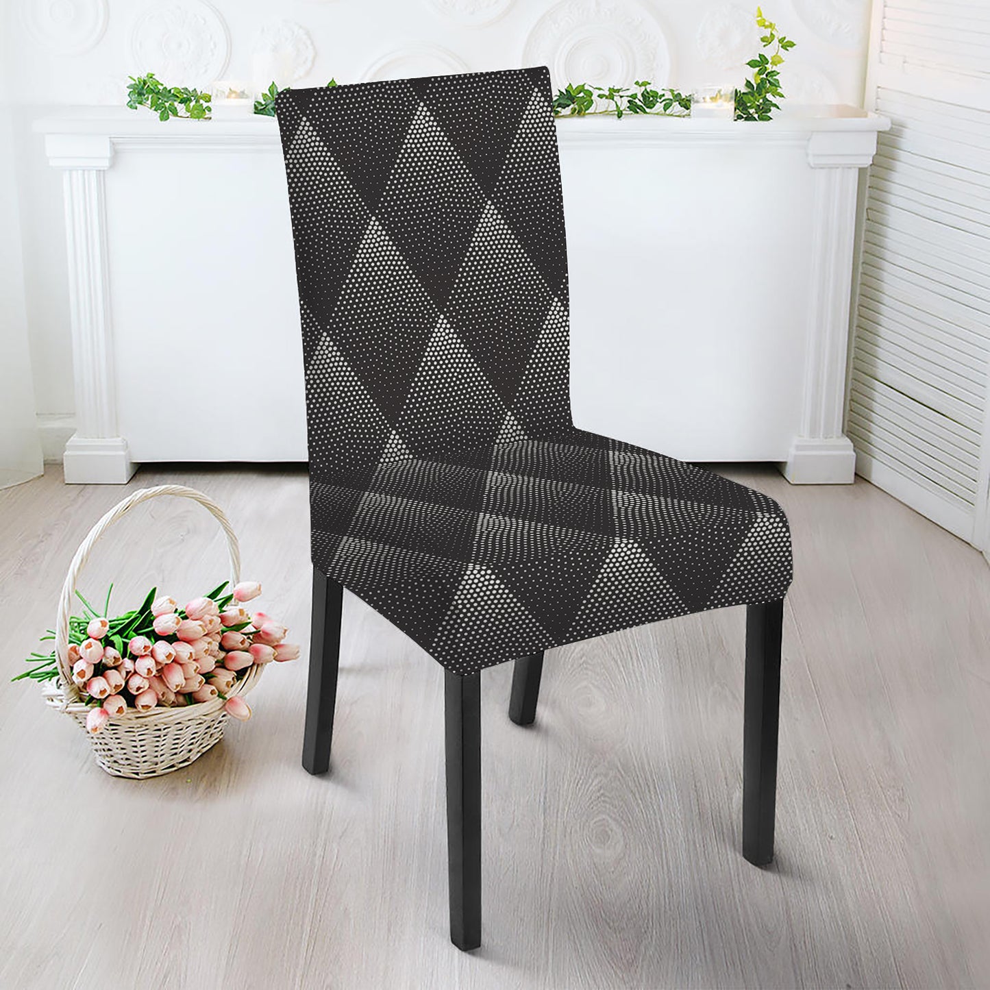 Dot Geometric Triangle Pattern Print Dining Chair Slipcover