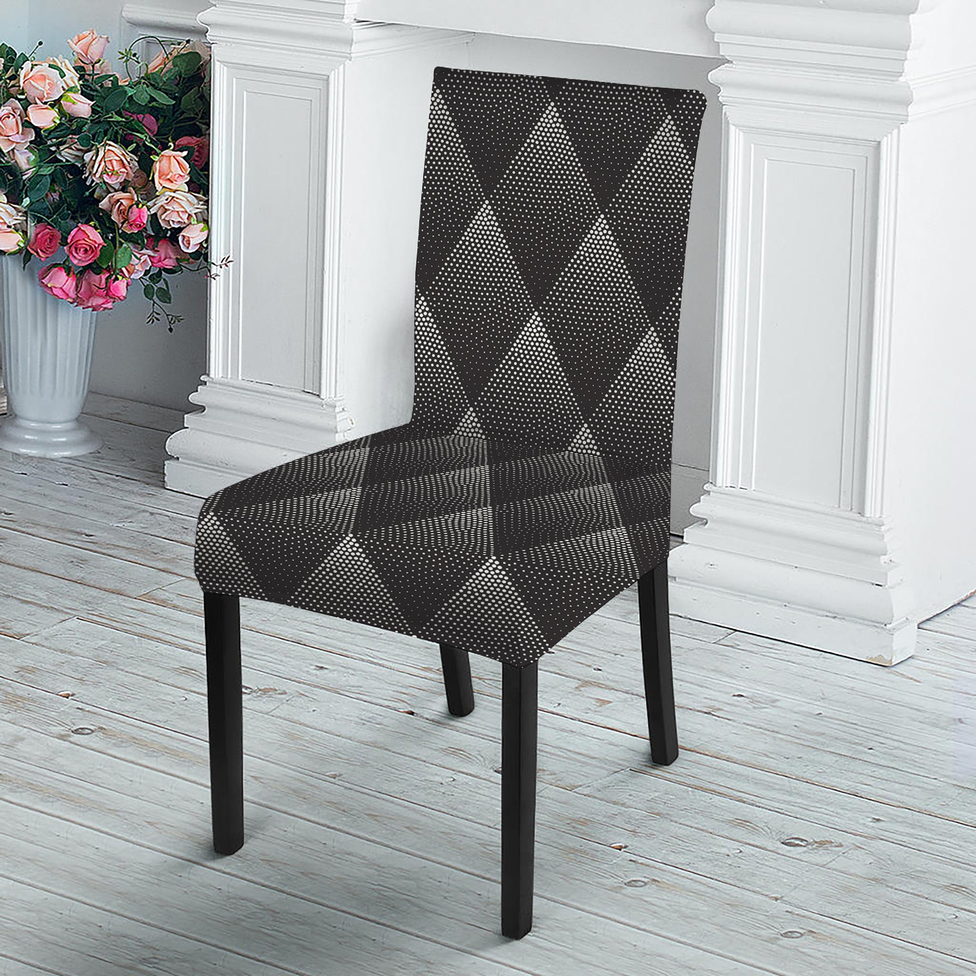 Dot Geometric Triangle Pattern Print Dining Chair Slipcover