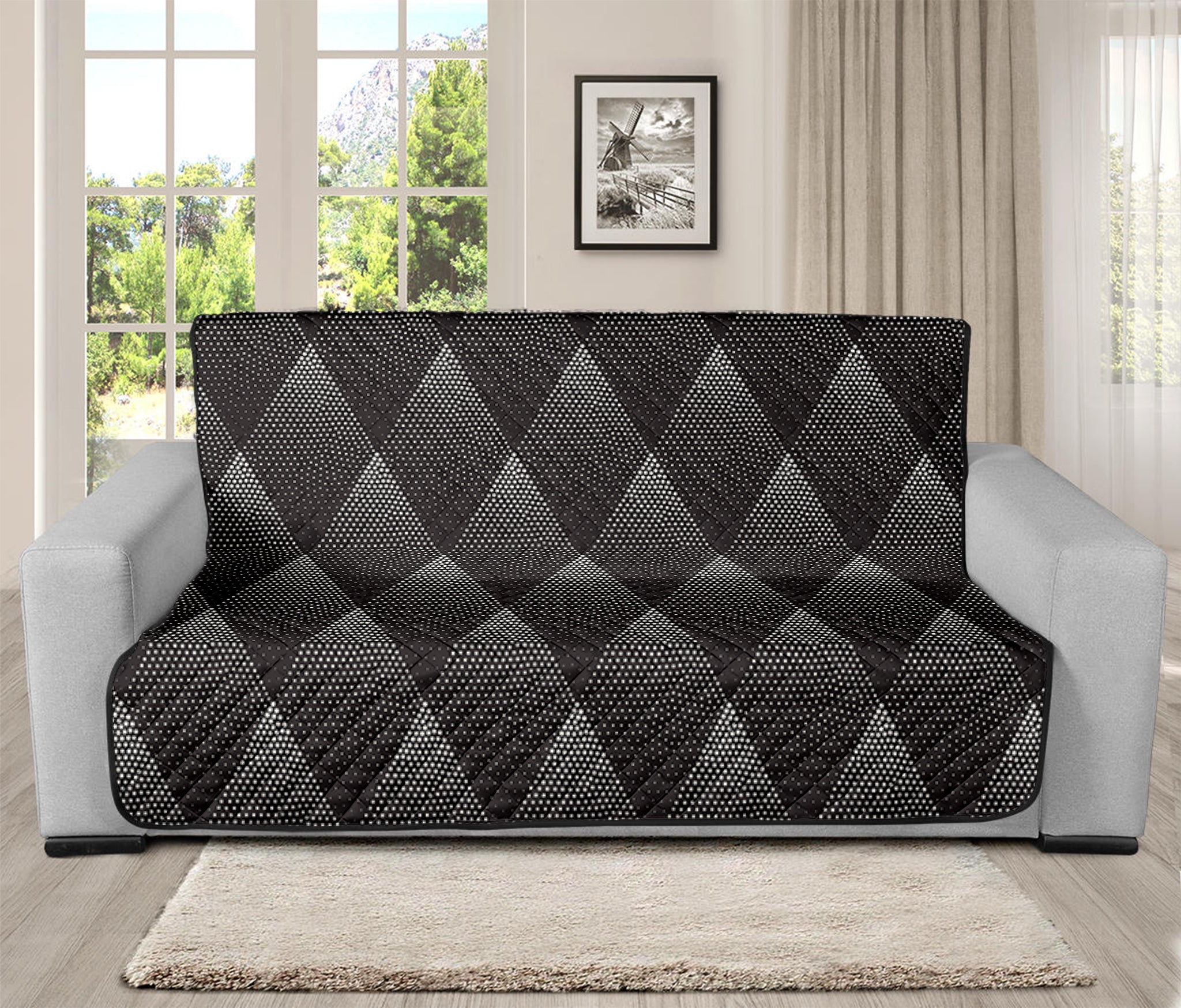 Dot Geometric Triangle Pattern Print Futon Protector