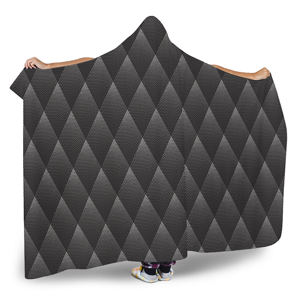 Dot Geometric Triangle Pattern Print Hooded Blanket