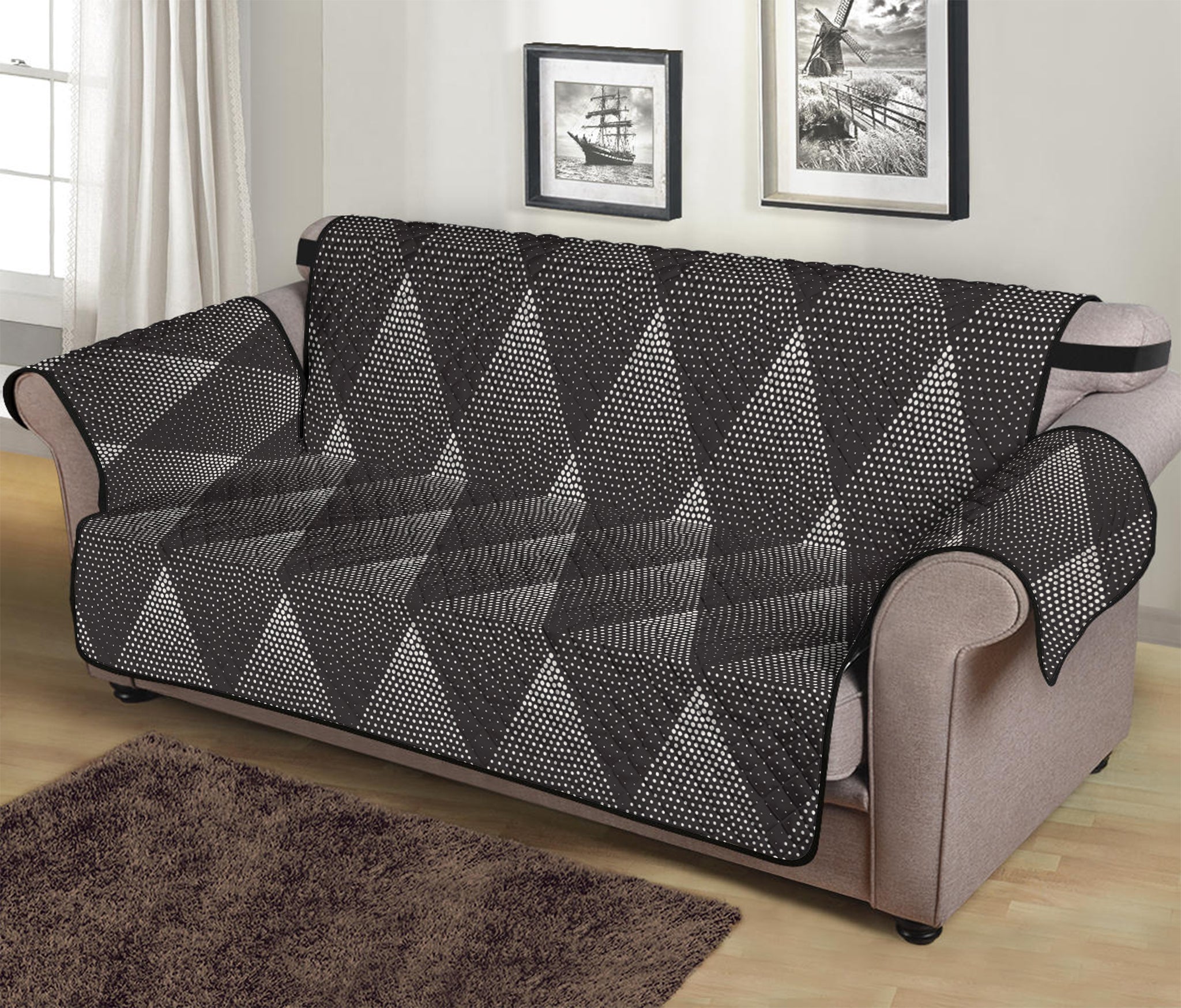 Dot Geometric Triangle Pattern Print Sofa Protector