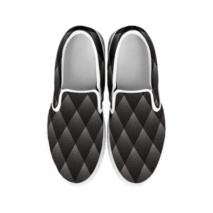 Dot Geometric Triangle Pattern Print White Slip On Shoes