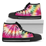 Double Tie Dye Print Black High Top Shoes