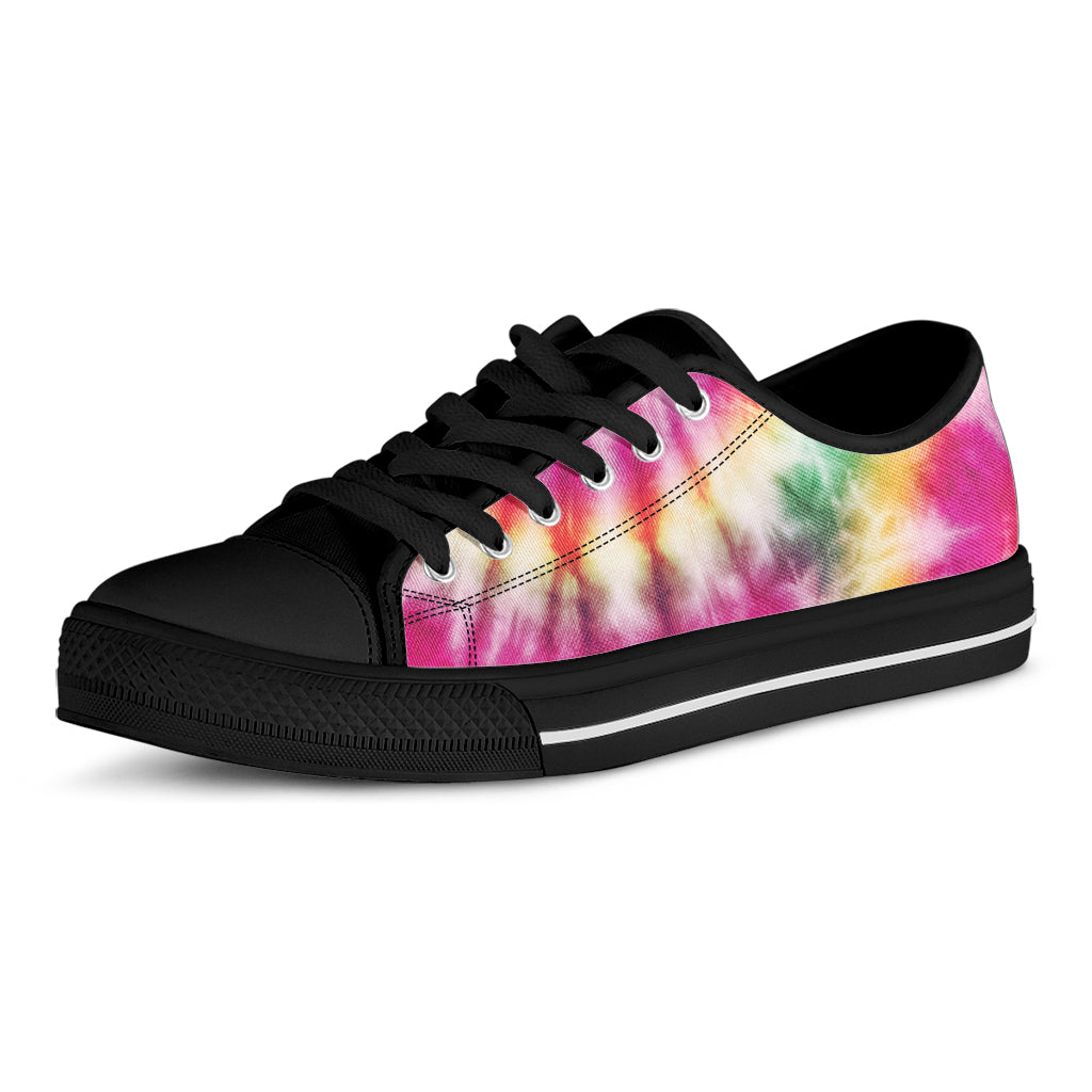 Double Tie Dye Print Black Low Top Shoes 