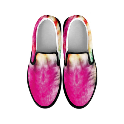Double Tie Dye Print Black Slip On Shoes