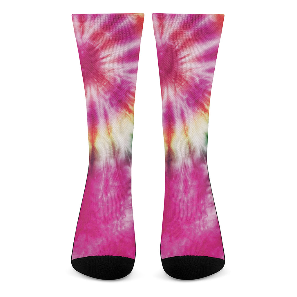 Double Tie Dye Print Crew Socks