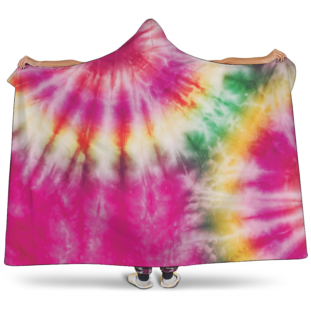 Double Tie Dye Print Hooded Blanket