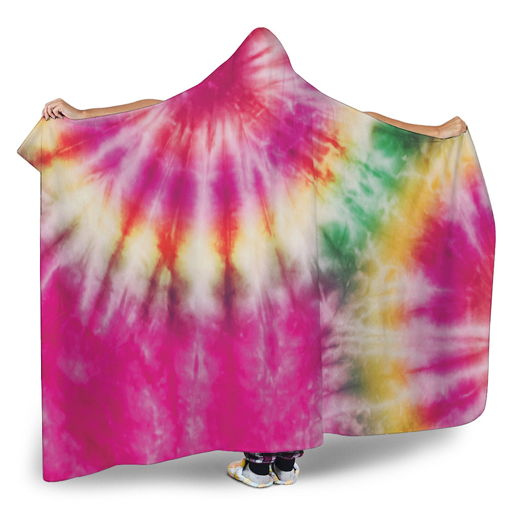 Double Tie Dye Print Hooded Blanket