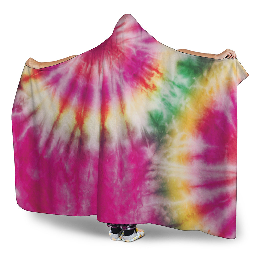 Double Tie Dye Print Hooded Blanket