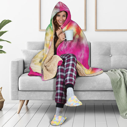 Double Tie Dye Print Hooded Blanket