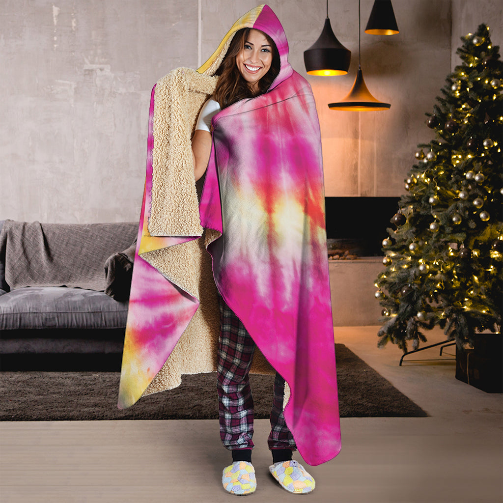 Double Tie Dye Print Hooded Blanket