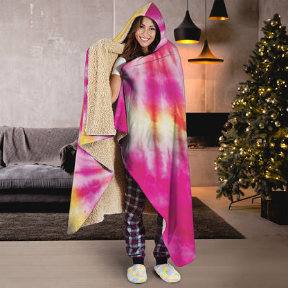 Double Tie Dye Print Hooded Blanket