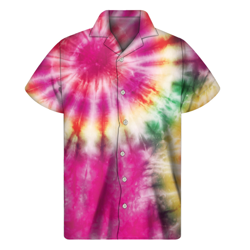 Double Tie Dye Print Men's Short Sleeve Shirt