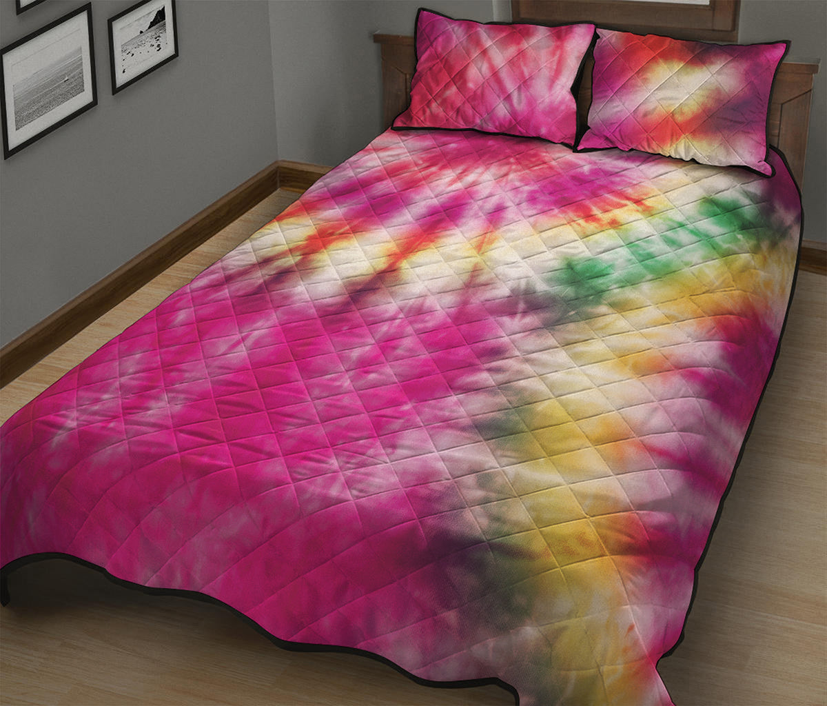 Double Tie Dye Print Quilt Bed Set