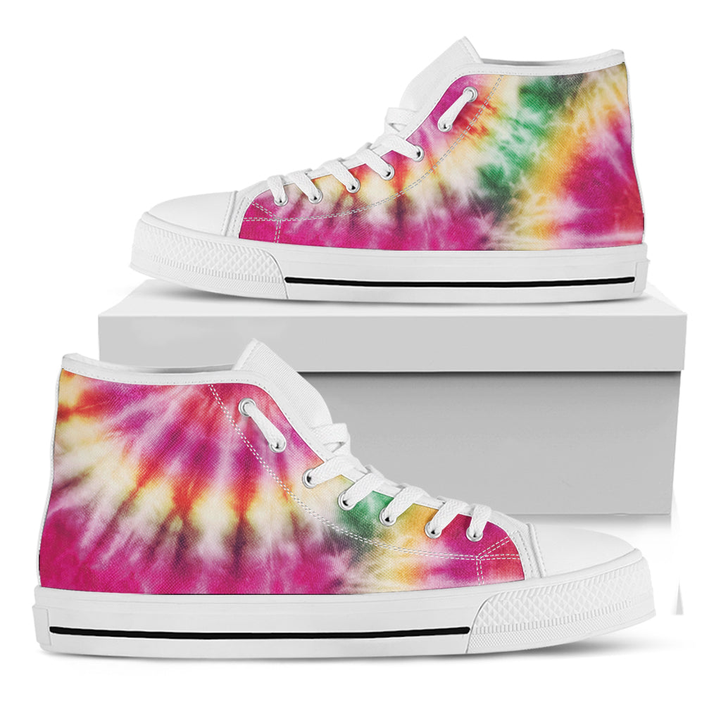 Double Tie Dye Print White High Top Shoes
