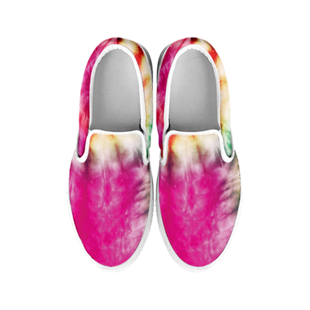 Double Tie Dye Print White Slip On Shoes