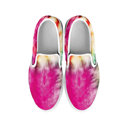 Double Tie Dye Print White Slip On Shoes