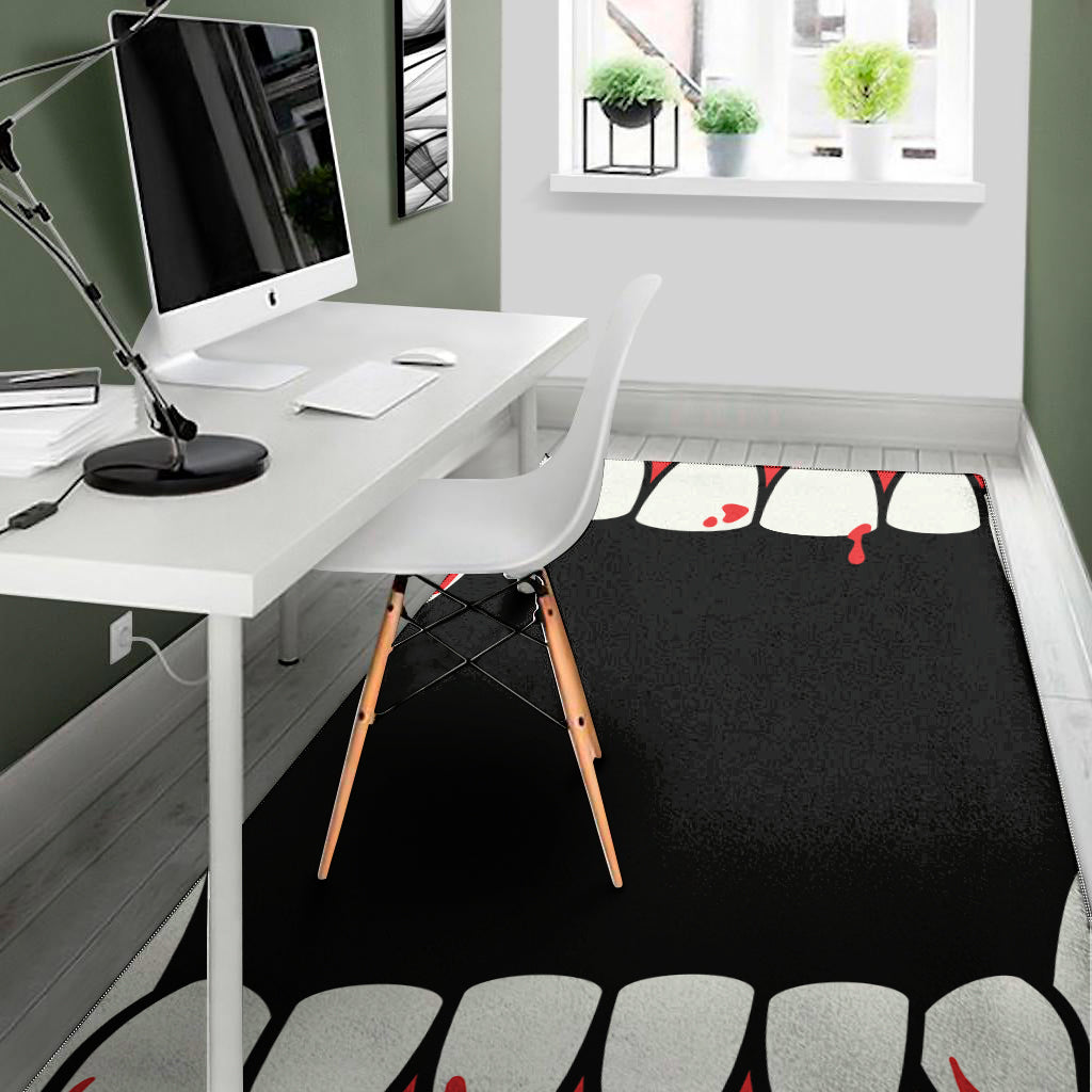 Dracula Fang Print Area Rug