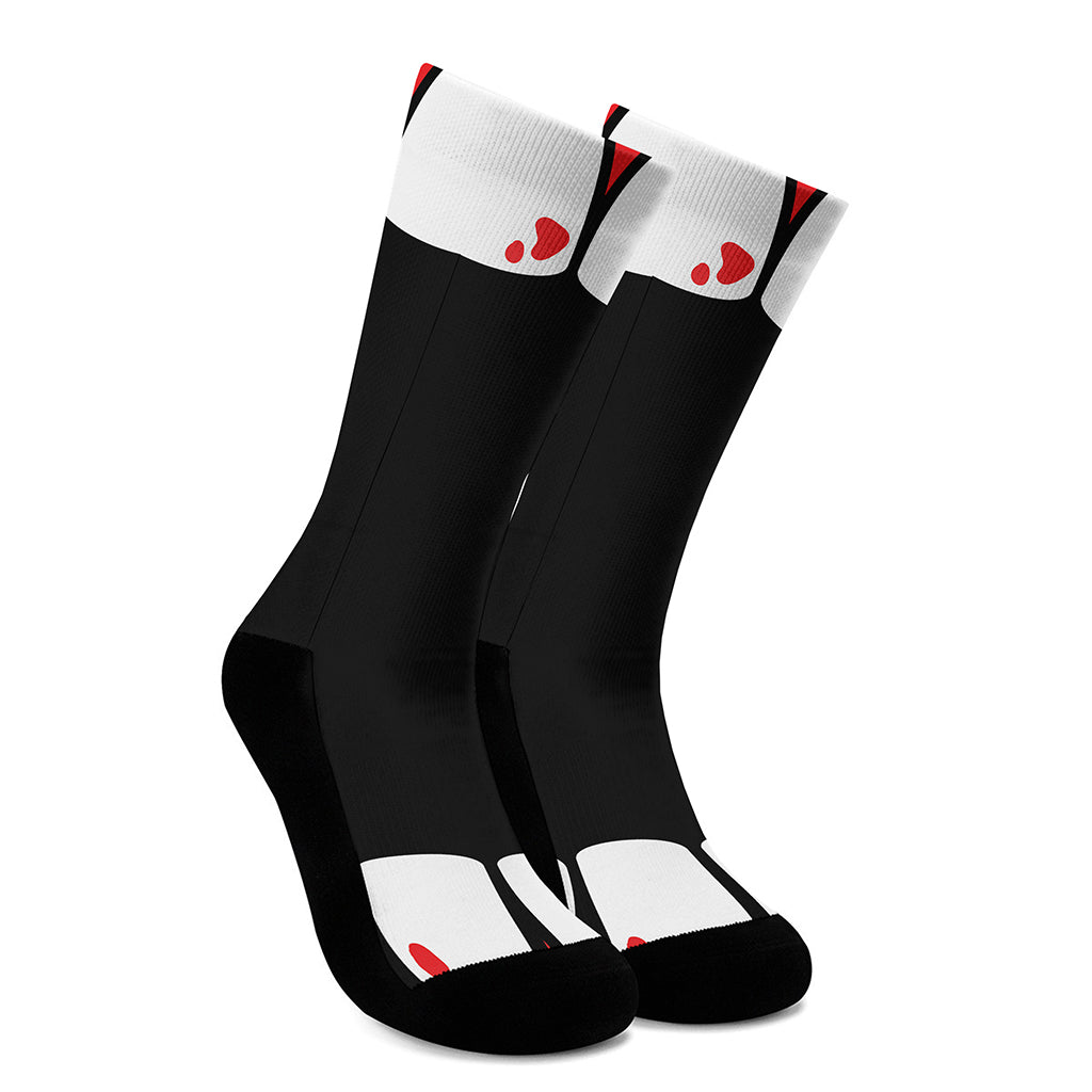 Dracula Fang Print Crew Socks