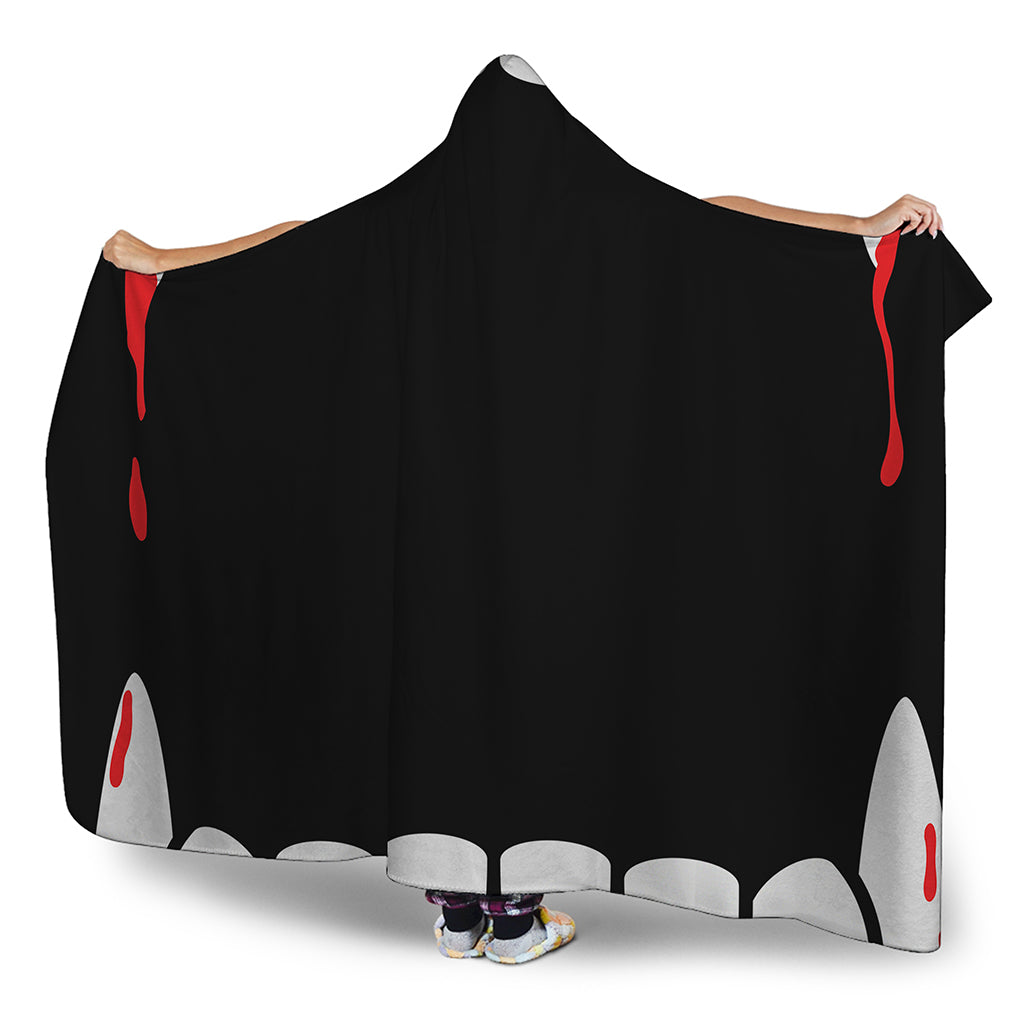 Dracula Fang Print Hooded Blanket