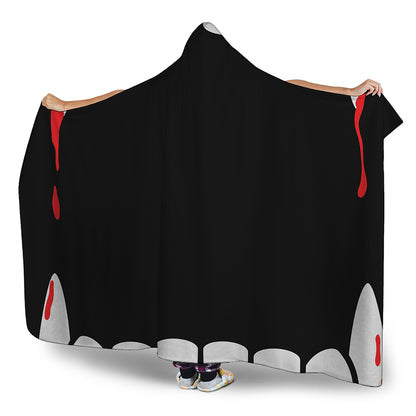 Dracula Fang Print Hooded Blanket