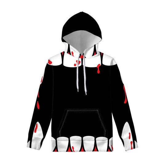 Dracula Fang Print Pullover Hoodie