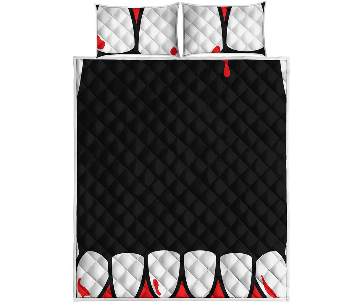 Dracula Fang Print Quilt Bed Set