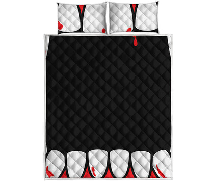 Dracula Fang Print Quilt Bed Set