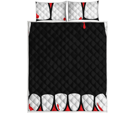 Dracula Fang Print Quilt Bed Set
