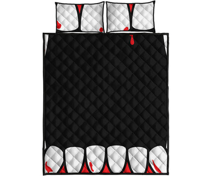 Dracula Fang Print Quilt Bed Set