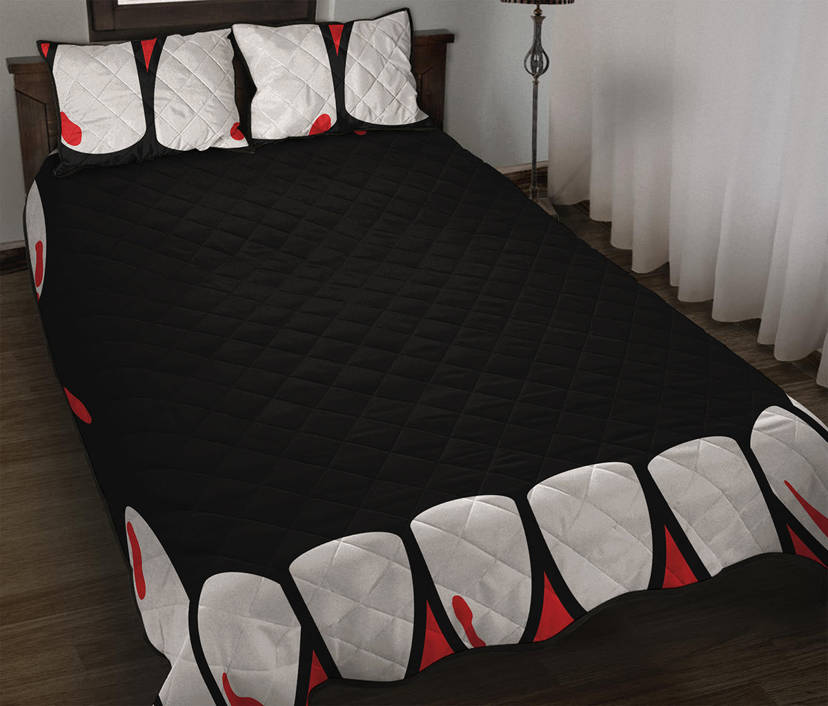 Dracula Fang Print Quilt Bed Set
