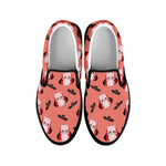 Dracula Pig Pattern Print Black Slip On Shoes
