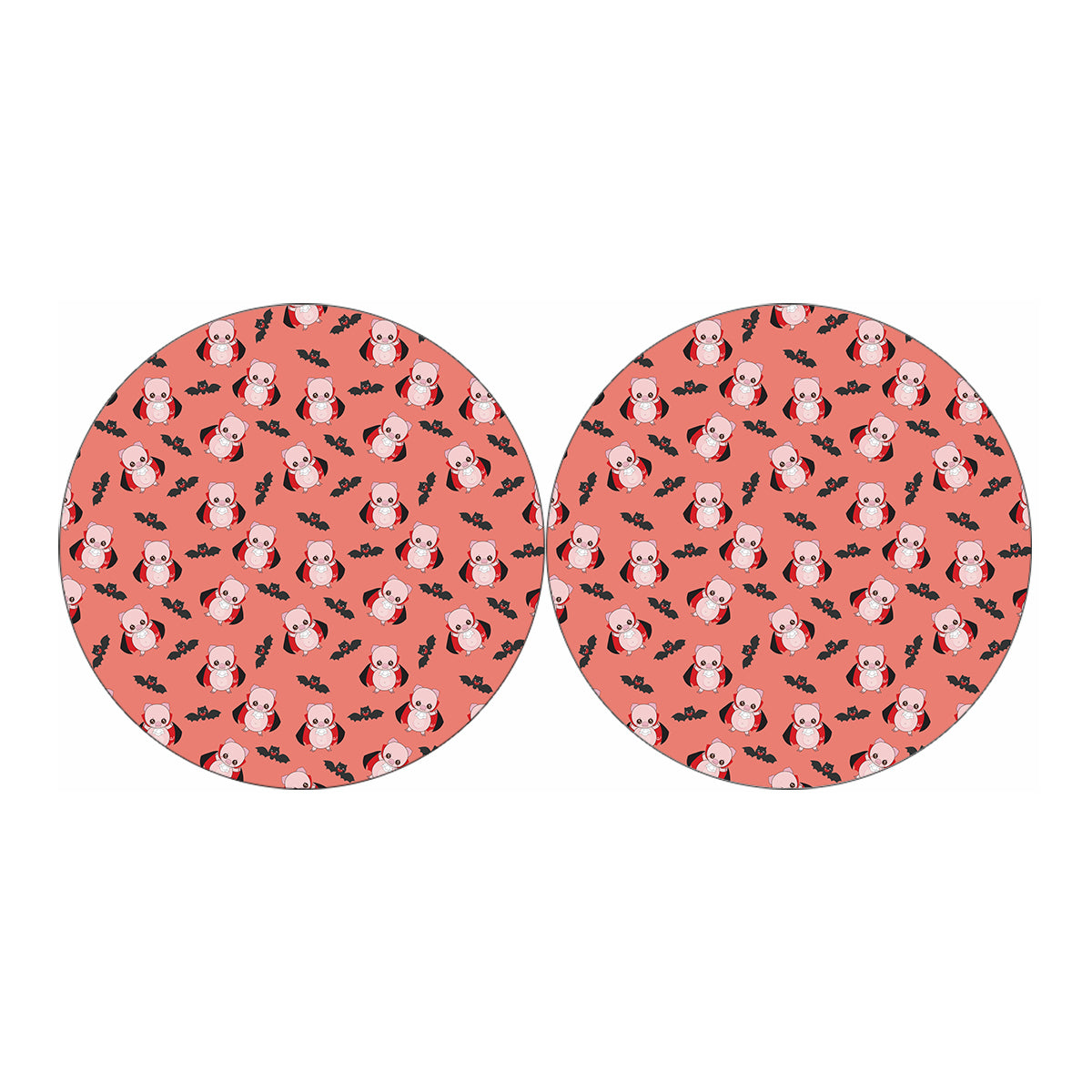 Dracula Pig Pattern Print Car Coasters